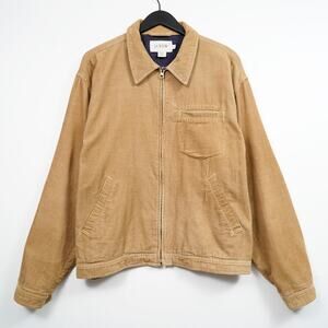 J.Crew Beige Corduroy Jacket Zip Front Flannel Lined Size L